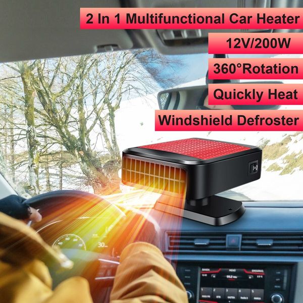Portable Car Heater,12V 200W Fast Heating Defroster 2 in 1 Automobile Windshield Fast Heaters Car Heater That Plugs into Cigarette Lighter (Red)