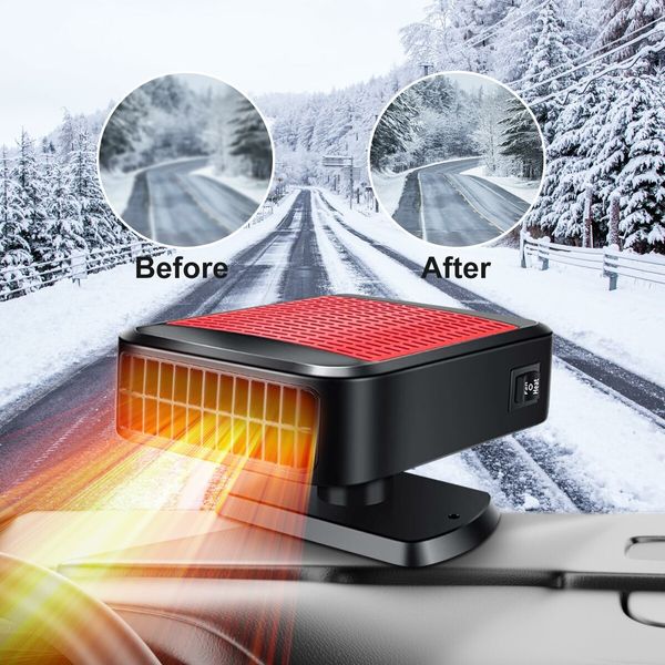 Portable Car Heater,12V 200W Fast Heating Defroster 2 in 1 Automobile Windshield Fast Heaters Car Heater That Plugs into Cigarette Lighter (Red)