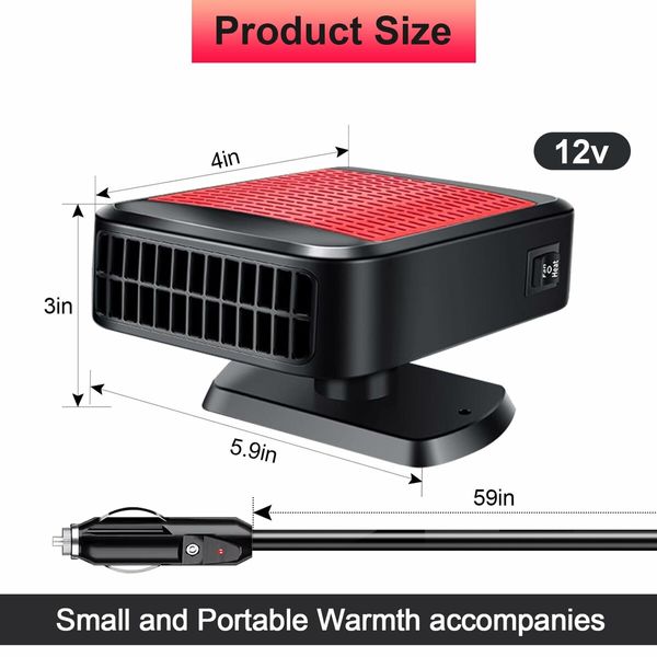Portable Car Heater,12V 200W Fast Heating Defroster 2 in 1 Automobile Windshield Fast Heaters Car Heater That Plugs into Cigarette Lighter (Red)