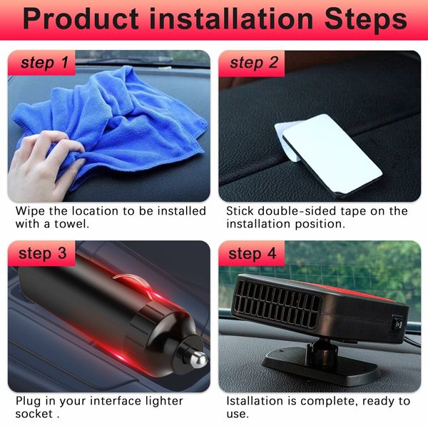 Portable Car Heater,12V 200W Fast Heating Defroster 2 in 1 Automobile Windshield Fast Heaters Car Heater That Plugs into Cigarette Lighter (Red)