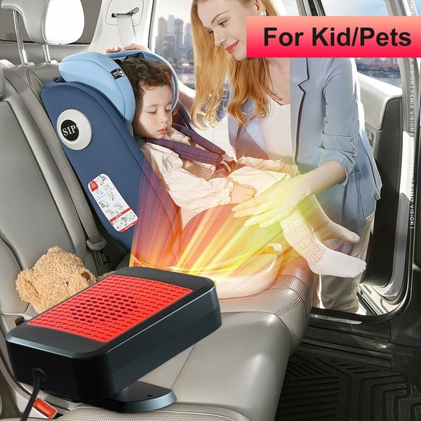 Portable Car Heater,12V 200W Fast Heating Defroster 2 in 1 Automobile Windshield Fast Heaters Car Heater That Plugs into Cigarette Lighter (Red)