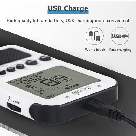 Universal Digital Metronome with USB Cable Volume Adjustable with Headphone Jack for Piano, Guitar, Flute, Violin, Drum and all other instruments, White