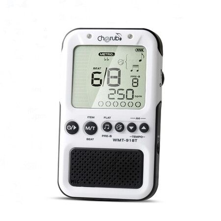 Universal Digital Metronome with USB Cable Volume Adjustable with Headphone Jack for Piano, Guitar, Flute, Violin, Drum and all other instruments, White