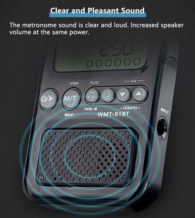 Universal Digital Metronome with USB Cable Volume Adjustable with Headphone Jack for Piano, Guitar, Flute, Violin, Drum and all other instruments, Black