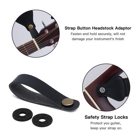 Guitar Strap, Soft Cotton Straps With 3 Pick Holders, Button Headstock Adaptor, 1 Pair Locks and 3 Picks Set For Electric or Acoustic Guitar