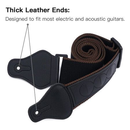 Guitar Strap, Soft Cotton Straps With 3 Pick Holders, Button Headstock Adaptor, 1 Pair Locks and 3 Picks Set For Electric or Acoustic Guitar