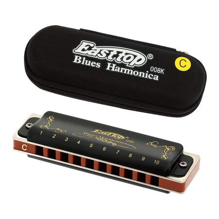 Diatonic Harmonica Key of C 10 Holes 20 Tones 008K Blues Harp Mouth Organ Harmonica with Black Cover