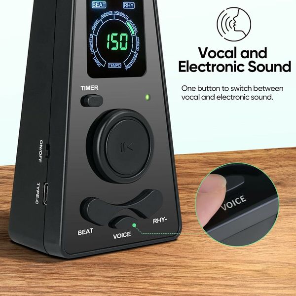 Digital Metronome with Timer, One Touch Operation and Easily Readable Color Display Electronic Metronome with Volume Control for Piano Guitar Drum Violin