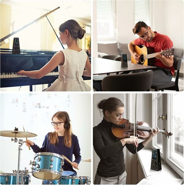 Digital Metronome with Timer, One Touch Operation and Easily Readable Color Display Electronic Metronome with Volume Control for Piano Guitar Drum Violin