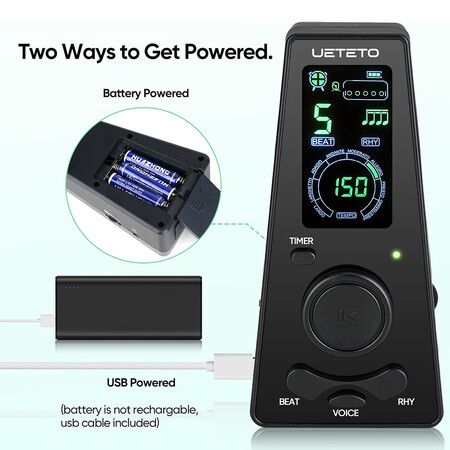 Digital Metronome with Timer, One Touch Operation and Easily Readable Color Display Electronic Metronome with Volume Control for Piano Guitar Drum Violin