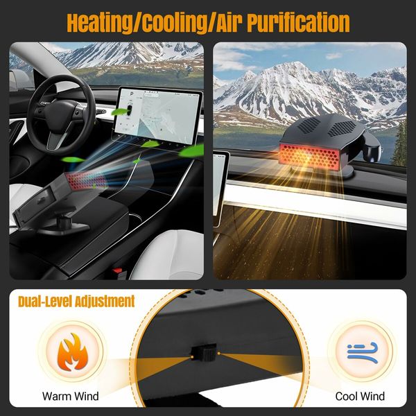 12V 200W Portable Car Heater,Car Heater That Plugs Into Cigarette Lighter,Car Defroster Windshield Demister,Auto Defogger With Ergonomic Handheld Handle