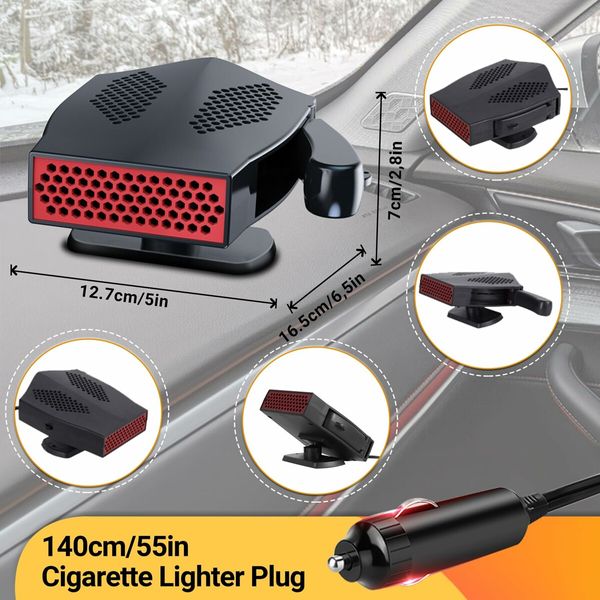 12V 200W Portable Car Heater,Car Heater That Plugs Into Cigarette Lighter,Car Defroster Windshield Demister,Auto Defogger With Ergonomic Handheld Handle