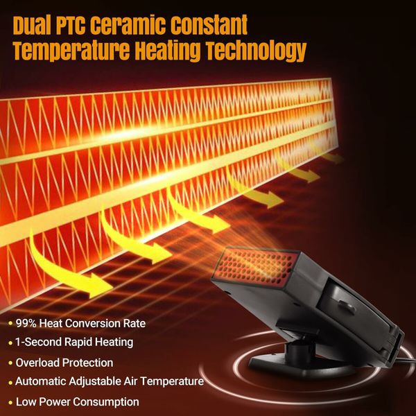 12V 200W Portable Car Heater,Car Heater That Plugs Into Cigarette Lighter,Car Defroster Windshield Demister,Auto Defogger With Ergonomic Handheld Handle