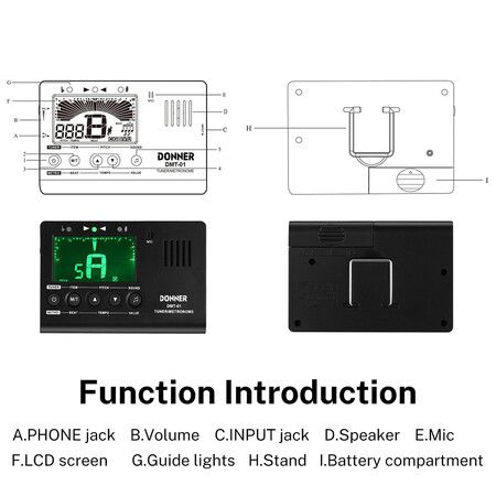 Metronome Tuner for All Instruments, Guitar, Bass, Violin, Ukulele, Trumpet, Chromatic, Clarinet, Flute, 3 in 1 Digital Metronome with Tuner, Metronome