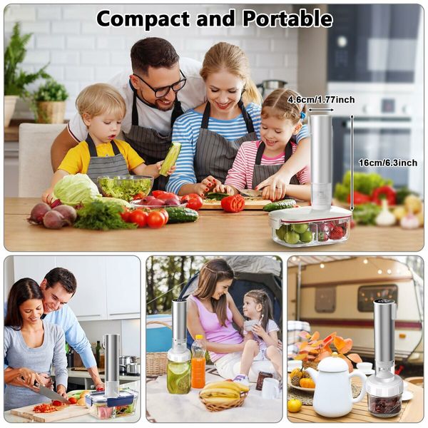 Electric Handheld Rechargeable  Vacuum Sealer,4-in-1 Compact  Portable Food Vacuum Sealer Machine, Small Vacuum Sealer for Travel, Food Storage