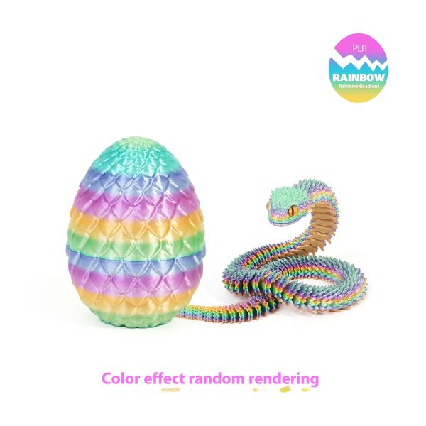 Rainbow Candies 3D Printed Viper Dragon Egg Set Movable Joint Toy Popular Easter Gift for Children（Random Color Effect）