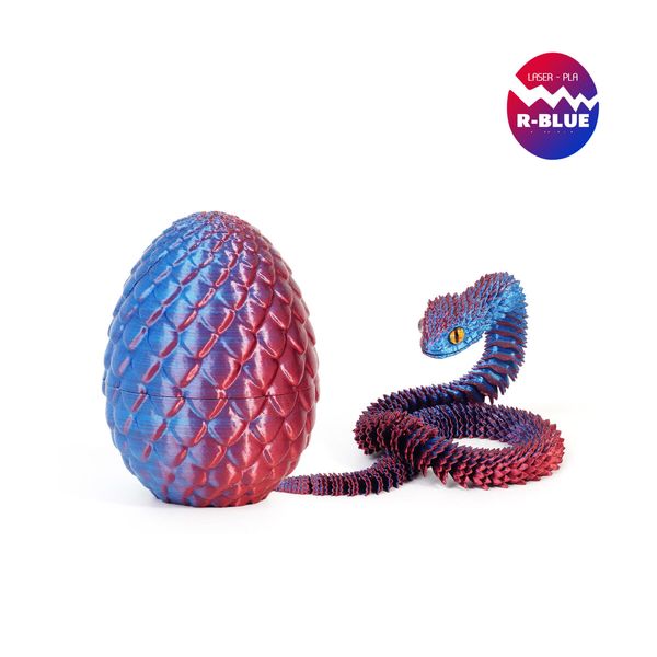Laser Red Blue 3D Printed Viper Dragon Egg Set Movable Joint Toy Popular Easter Gift for Children