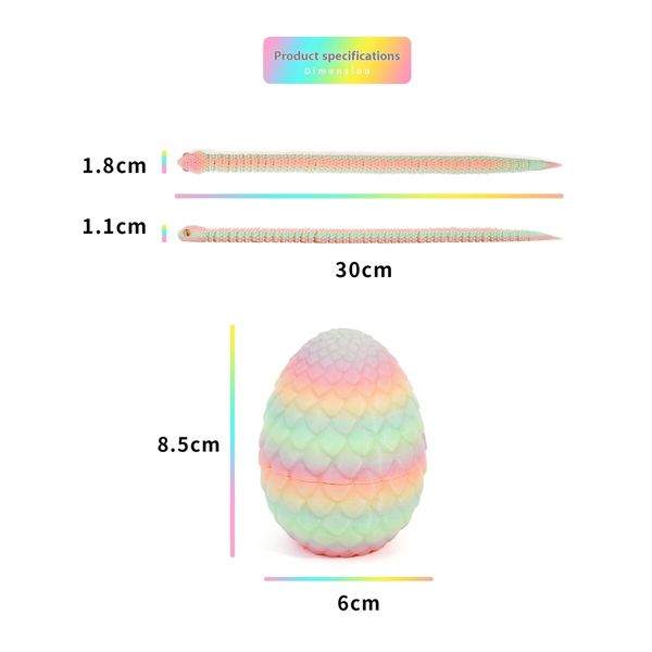 Black Bronze 3D Printed Viper Dragon Egg Set Movable Joint Toy Popular Easter Gift for Children