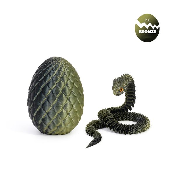 Black Bronze 3D Printed Viper Dragon Egg Set Movable Joint Toy Popular Easter Gift for Children