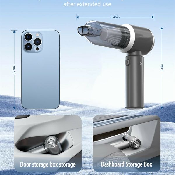 Car Vacuum Cleaner,Handheld Cordless Vacuum Cleaner For Car,4-in-1 16000PA High Power Portable Rechargeable Cleaner with Brushless Motor-Grey