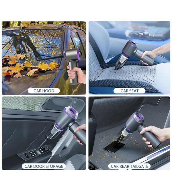 Car Vacuum Cleaner,Handheld Cordless Vacuum Cleaner For Car,4-in-1 16000PA High Power Portable Rechargeable Cleaner with Brushless Motor-Purple