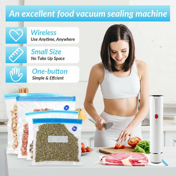 Portable Handheld Food Vacuum Sealer with 10pcs Reusable Vacuum Bags,Food Preservation Fresh & Save, Mini Vacuum Sealer Machine