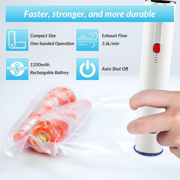 Portable Handheld Food Vacuum Sealer with 10pcs Reusable Vacuum Bags,Food Preservation Fresh & Save, Mini Vacuum Sealer Machine