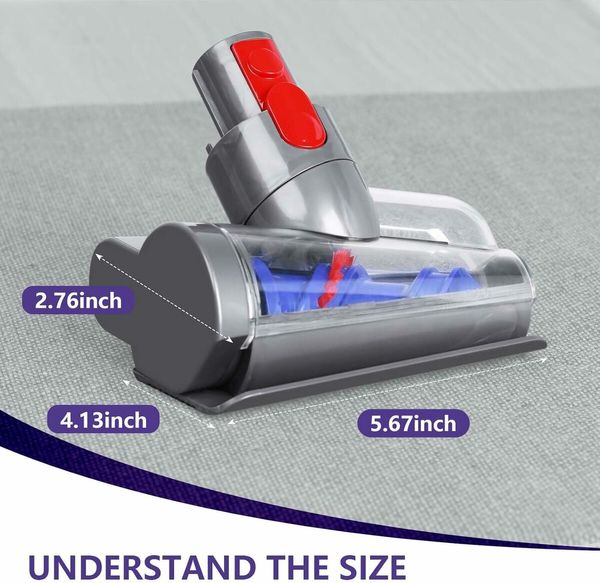Mini Motorized Tool Brush Head Compatible with Dyson V7 V8 Cyclone V10 V11 V15, Anti-Tangle Replacement Head Suitable for Long Hair and Pet Hair