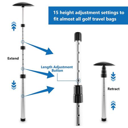 Golf Travel Bag Support Pole, Anti Impact Golf Club Protector Support Golf Travel Bag Cover and Aluminum Alloy Golf Rod Stick to Protect Golf Clubs, White
