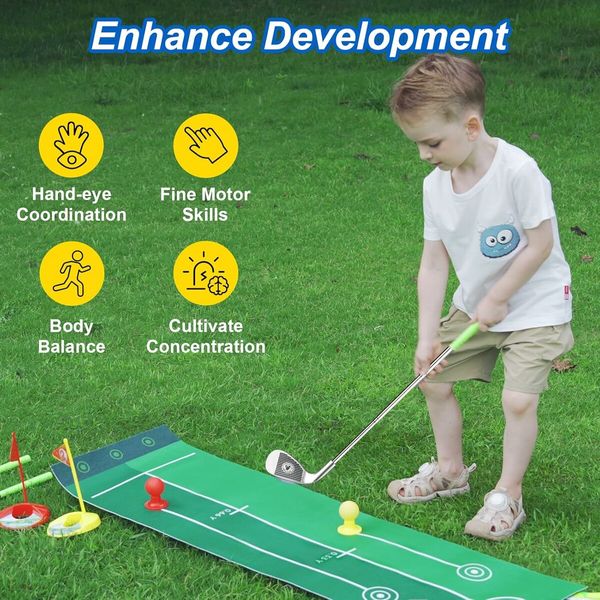 Kids Golf Set for 3 4 5 6 7 Years Old Boys Girls, Toddler Golf Clubs Set with Automatic Ball Returner