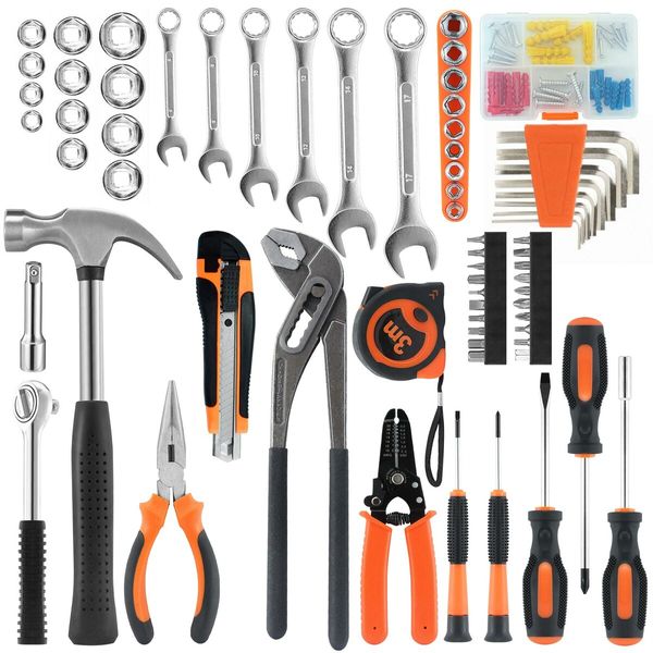71Pcs Hand Tools Set Home Repair Toolbox Basic Toolkit for Mechanic Car Automotive Workshop Household DIY Portable Storage Hard Case