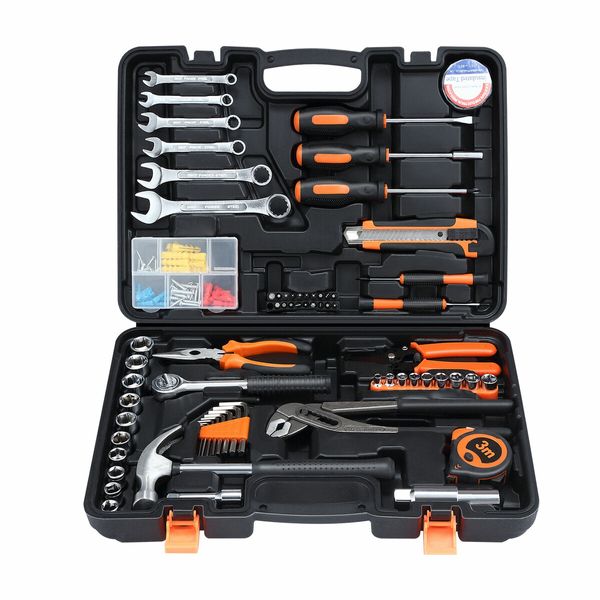 71Pcs Hand Tools Set Home Repair Toolbox Basic Toolkit for Mechanic Car Automotive Workshop Household DIY Portable Storage Hard Case