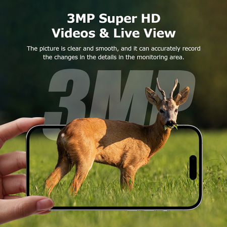 Solar Powered Security Camera 4G 3MP Outdoor Hunting Home Surveillance System Battery House CCTV 360 Degree View Wildlife Animal Motion Monitoring Cam
