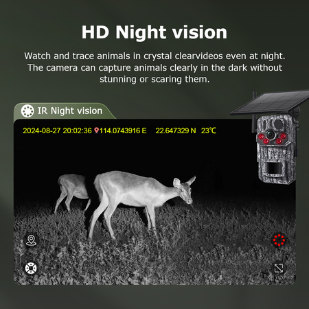 Solar Powered Security Camera 4G 3MP Outdoor Hunting Home Surveillance System Battery House CCTV 360 Degree View Wildlife Animal Motion Monitoring Cam