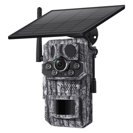Solar Powered Security Camera 4G 3MP Outdoor Hunting Home Surveillance System Battery House CCTV 360 Degree View Wildlife Animal Motion Monitoring Cam