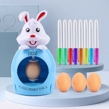 Easter Egg Decorator Kit Bunny Easter Egg Decorating Spinner Coloring Kit with Colorful Quick Drying Markers Easter Gifts for Kids