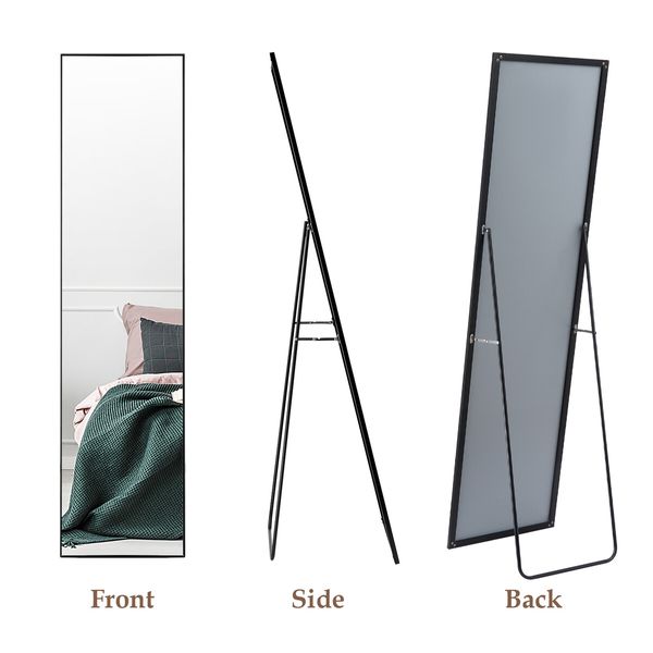 Full Length Mirror Body Makeup Vanity Floor Wall Mounted Free Standing Dressing Leaning Hallway Bed Room with Foldable Metal Stand 40x2x160cm