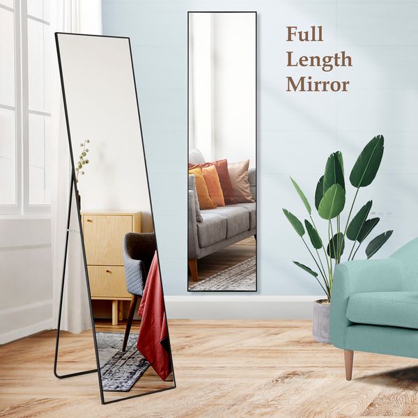 Full Length Mirror Body Makeup Vanity Floor Wall Mounted Free Standing Dressing Leaning Hallway Bed Room with Foldable Metal Stand 40x2x160cm