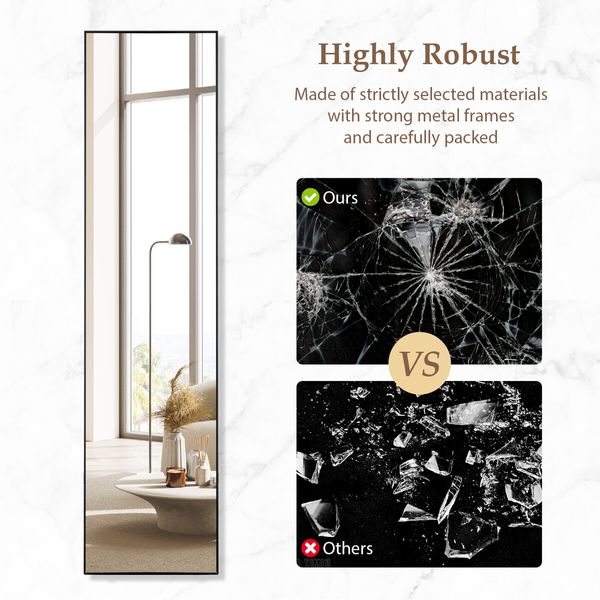 Full Length Mirror Body Makeup Vanity Floor Wall Mounted Free Standing Dressing Leaning Hallway Bed Room with Foldable Metal Stand 40x2x160cm