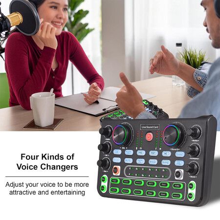 Podcast Recording Equipment with Voice changer, Podcast Mixer,Sound Card, DJ Audio Mixer Interface for PC Game Live Streaming or Podcast