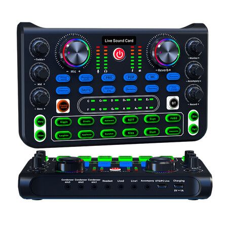 Podcast Recording Equipment with Voice changer, Podcast Mixer,Sound Card, DJ Audio Mixer Interface for PC Game Live Streaming or Podcast