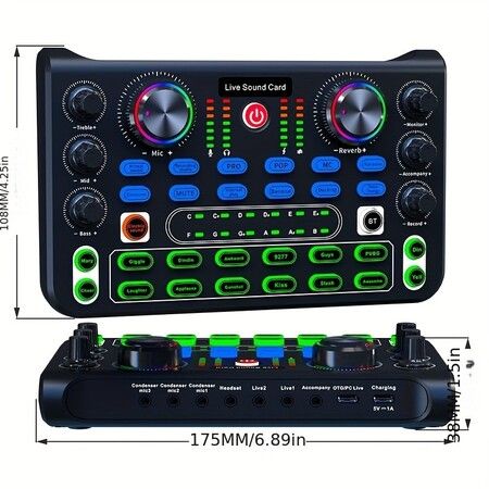 Podcast Recording Equipment with Voice changer, Podcast Mixer,Sound Card, DJ Audio Mixer Interface for PC Game Live Streaming or Podcast