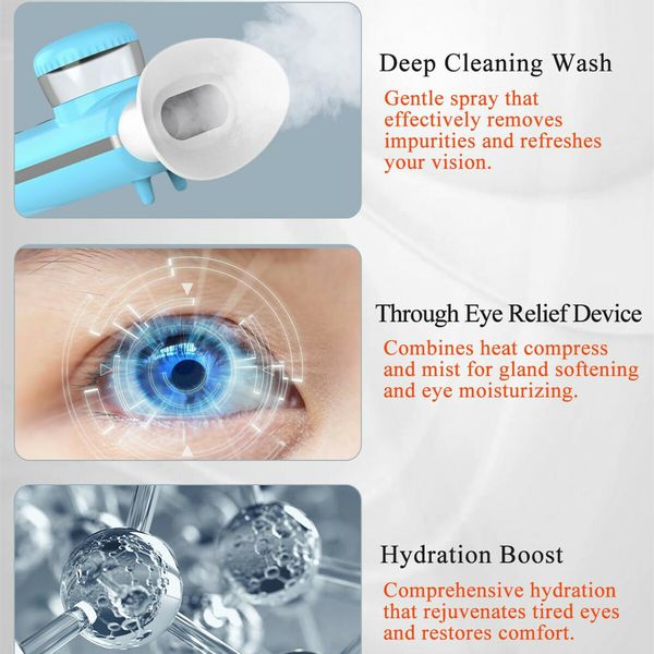 Eye Steamer Portable Electric Heated USB Nano Eye Mist Sprayer with Warm Compress for Dry Eyes,Rechargeable Eye Drops Steamer for Home Office Travel-Blue