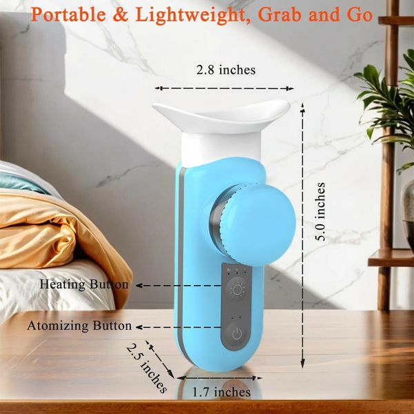 Eye Steamer Portable Electric Heated USB Nano Eye Mist Sprayer with Warm Compress for Dry Eyes,Rechargeable Eye Drops Steamer for Home Office Travel-Blue