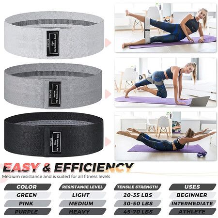 Resistance Bands, Exercise Workout Bands for Women and Men, 3 Set of Stretch Bands for Booty Legs, Pilates Flexbands