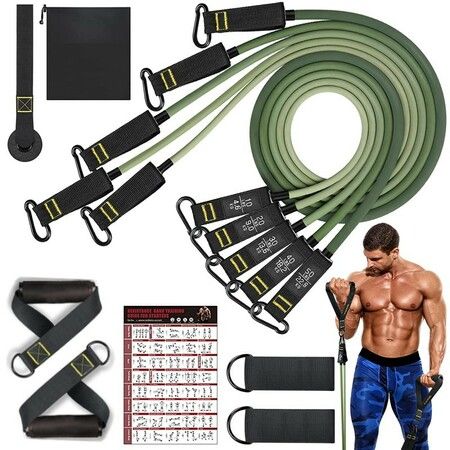 11 Pcs/Set TPE Resistance Bands Man Woman Fitness Training Belt Yoga Pull Rope Gym Equipment Elastic Tube Rubber Band