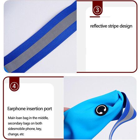 USB Rechargeable LED Reflective Belt Sash Adjustable Length LED Light Up Running Belt Light for Walkers (Blue)