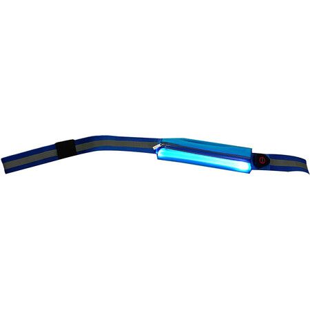 USB Rechargeable LED Reflective Belt Sash Adjustable Length LED Light Up Running Belt Light for Walkers (Blue)