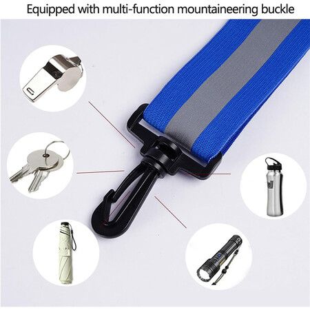 USB Rechargeable LED Reflective Belt Sash Adjustable Length LED Light Up Running Belt Light for Walkers (Blue)