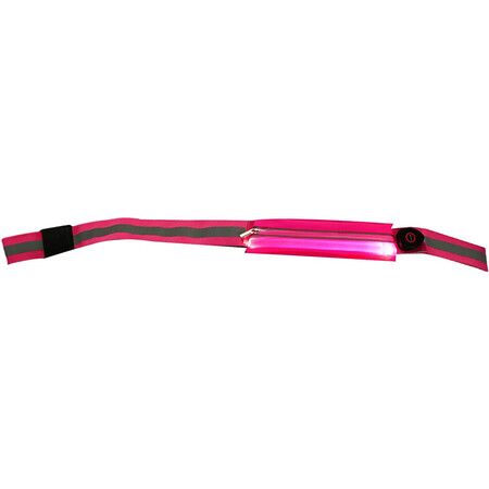 USB Rechargeable LED Reflective Belt Sash Adjustable Length LED Light Up Running Belt Light for Walkers (Pink)